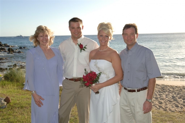 In March 2006 Kathy Bolme Eff and Jim Eff with one of their three sons, and his new wife